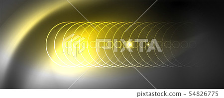 Shiny neon techno template. Neon lines background, 80s style laser rays 54826775