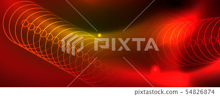 Techno glowing background, futuristic dark template with neon light effects and simple forms, vector 54826874