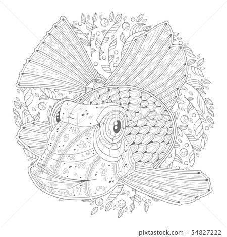 Cartoon Aquarium Fish Satanoperca jurupari 54827222