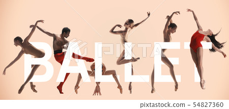 Young graceful female and male ballet dancers, creative collage Young graceful female and male ballet dancers, creative collage 54827360
