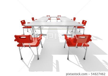 Lined chairs and desk (white background) 54827462
