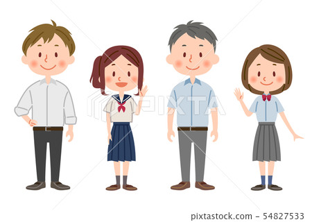 Students in uniform (summer clothes) Men and women Students in uniform (summer clothes) Men and women 54827533