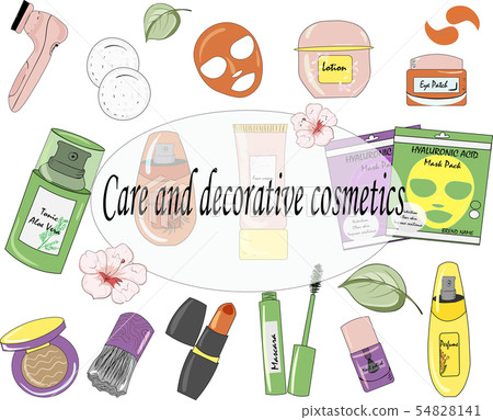 Vector flat cosmetics set. Beauty fashion... - Stock Illustration ...
