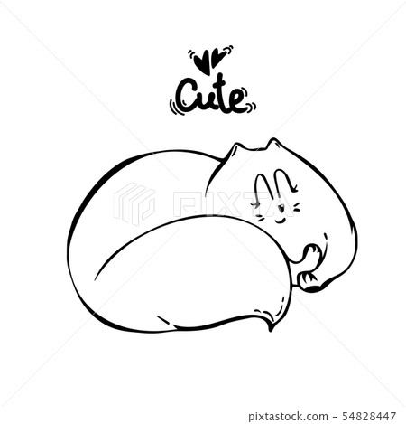 Doodle vector illustration of funny sleeping cat. sketch back white. Can be used for t-short print Doodle vector illustration of funny sleeping cat. sketch back white. Can be used for t-short print 54828447