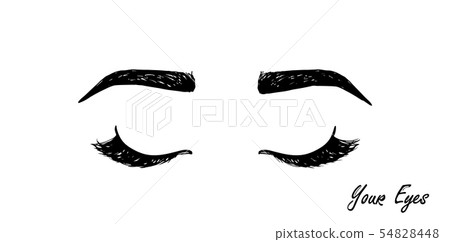 eyelashes and eyebrows black icon. hand drawing. flat simple style trend modern lashes extension eyelashes and eyebrows black icon. hand drawing. flat simple style trend modern lashes extension 54828448