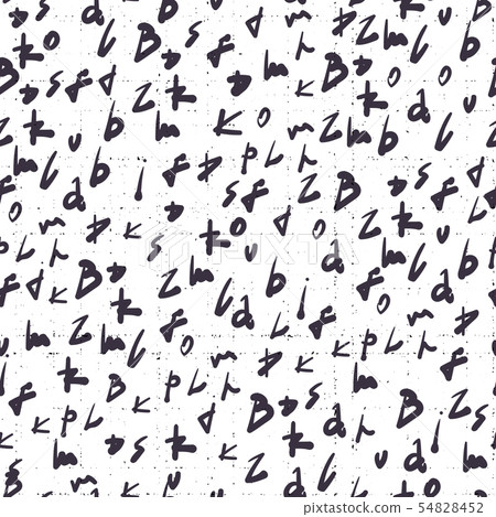 Creative seamless pattern with abstract tags, letters. Hand drawn for designs: posters, invitations Creative seamless pattern with abstract tags, letters. Hand drawn for designs: posters, invitations 54828452