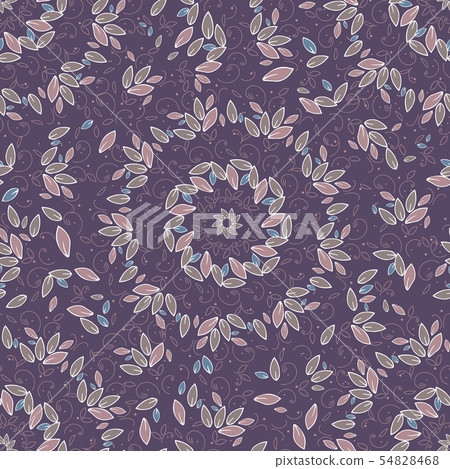 seamless pattern. Mandala circle. Round tree leaves ornament on white background. Green vector 54828468