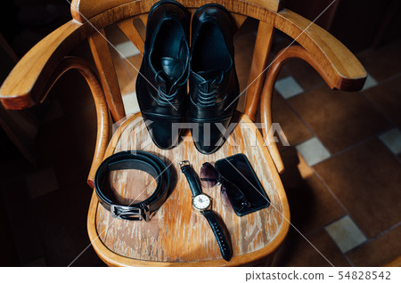 groom set clothes. Watch, shoes, bow tie groom set clothes. Watch, shoes, bow tie 54828542
