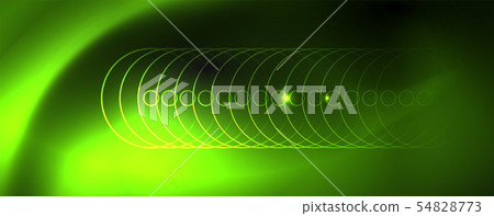 Shiny neon techno template. Neon lines background, 80s style laser rays 54828773