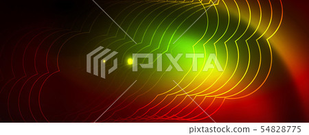 Neon glowing techno lines, hi-tech futuristic abstract background template, vector Neon glowing techno lines, hi-tech futuristic abstract background template, vector 54828775