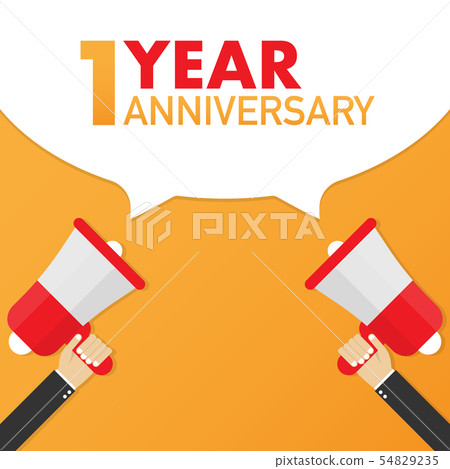 1 year anniversary - advertising sign with 1 year anniversary - advertising sign with 54829235