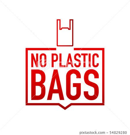 No plastic bags forbidden sign on black 54829280