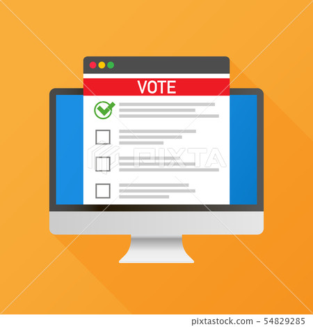 Voting online concept. Voting ballot box on a 54829285