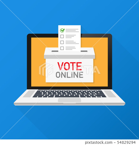 Voting online concept. Hand putting voting paper 54829294
