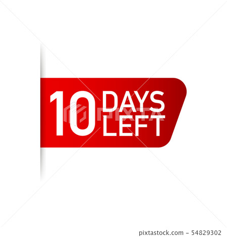 10 days left red label on white background. Vector 10 days left red label on white background. Vector 54829302