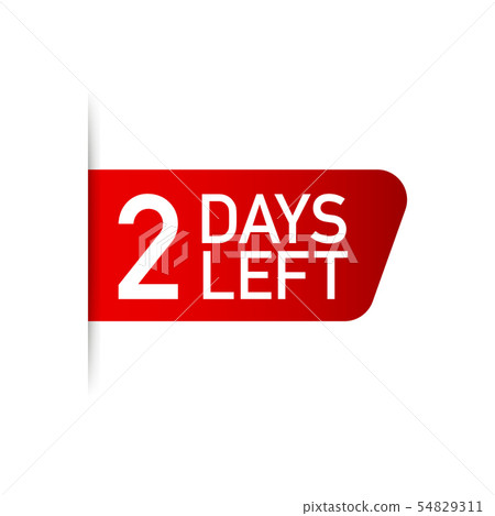 2 days left red label on white background. Vector 54829311