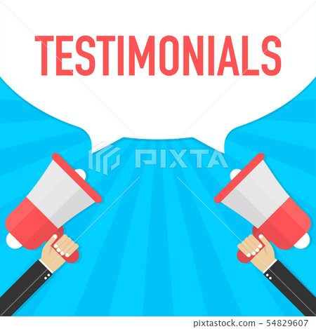 Hand Holding Megaphone with Testimonial. Vector 54829607
