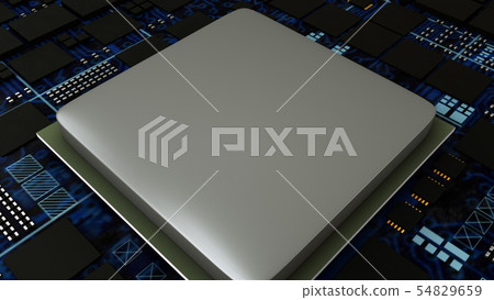 Circuit board, central computer processors CPU concept, close up of motherboard digital chip, 3D 54829659