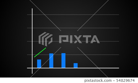 Growing bar graph with rising arrow, financial forecast graph, 3d render computer generated 54829674