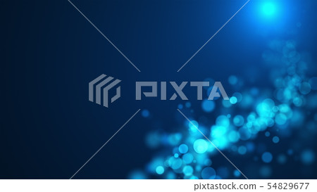 Beautiful blue glowing bokeh, shallow depth of field, computer generated abstract background, 3D 54829677