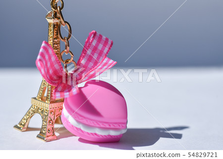 Souvenir golden eiffel tower with a purple heart Souvenir golden eiffel tower with a purple heart 54829721