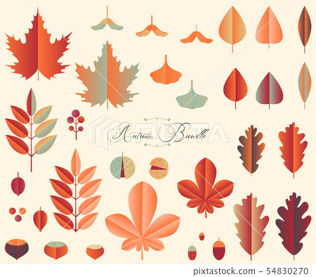 Autumn leaves and fruits in papercut design Autumn leaves and fruits in papercut design 54830270