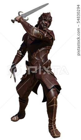 Swordsman in Leather Armour with Two Swords Swordsman in Leather Armour with Two Swords 54830294