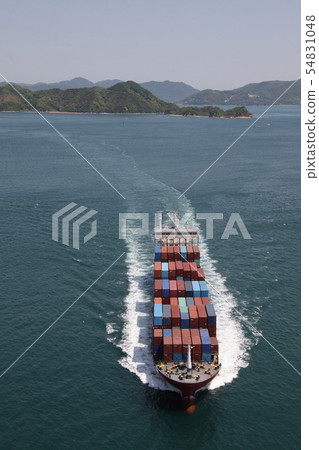 Container ship passing Kurushima Strait 54831048