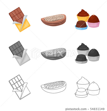 Isolated object of food and yummy logo. Set of food and brown stock symbol for web. 54831149
