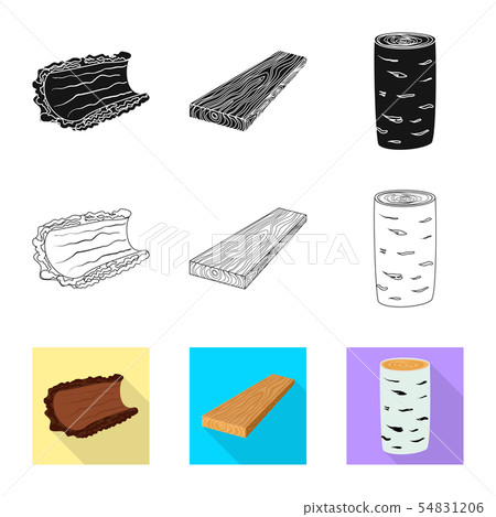 Vector illustration of tree and raw icon. Collection of tree and construction stock symbol for web. 54831206