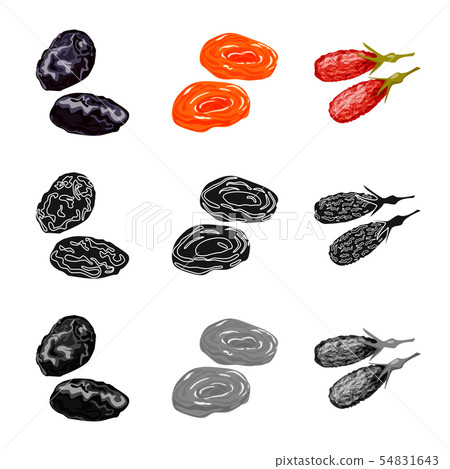 Vector design of food and raw icon. Set of food and nature stock vector illustration. 54831643