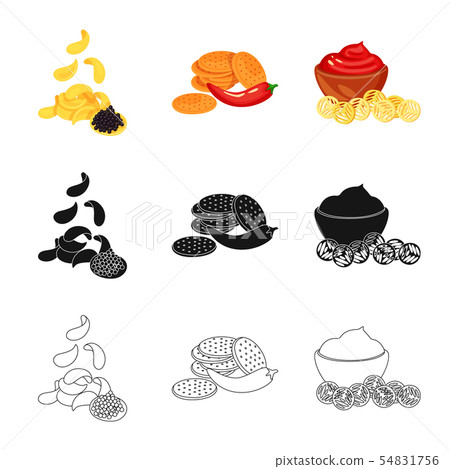 Vector illustration of taste and seasonin sign. Set of taste and organic stock symbol for web. 54831756