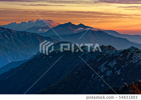 Northern Alps, Mt. Daiceildake at dawn, Mt. Northern Alps, Mt. Daiceildake at dawn, Mt. 54831803