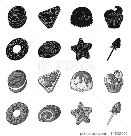 Vector illustration of confectionery and culinary logo. Set of confectionery and product vector icon 54832901