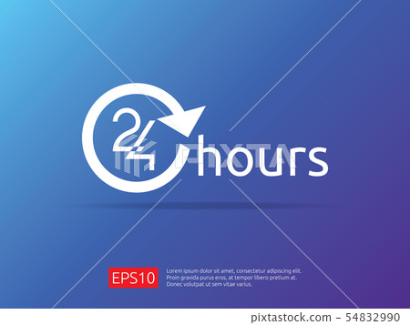 open 24 hours a day icon sign. isolated around 54832990