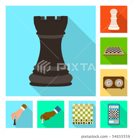 Isolated object of checkmate and thin sign. Set of checkmate and target stock symbol for web. 54833559