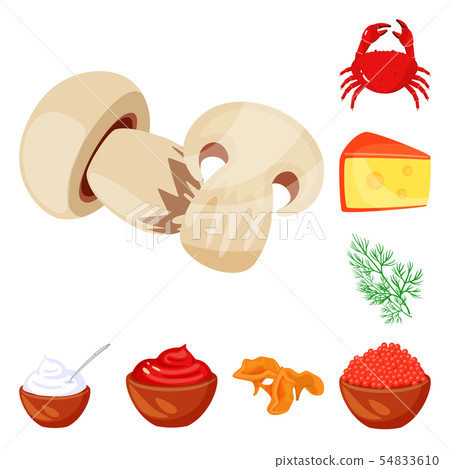 Isolated object of food and flavors sign. Set of food and ingredient stock vector illustration. Isolated object of food and flavors sign. Set of food and ingredient stock vector illustration. 54833610