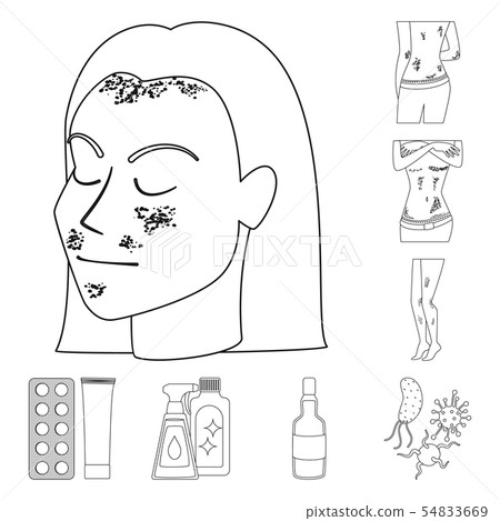 Vector design of disease and healthcare sign. Set of disease and pain vector icon for stock. Vector design of disease and healthcare sign. Set of disease and pain vector icon for stock. 54833669