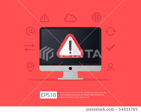 attention warning alert sign on computer with 54833765