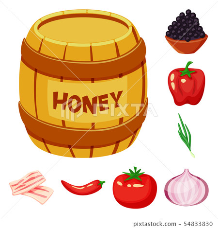 Isolated object of food and flavors sign. Set of food and ingredient stock symbol for web. Isolated object of food and flavors sign. Set of food and ingredient stock symbol for web. 54833830