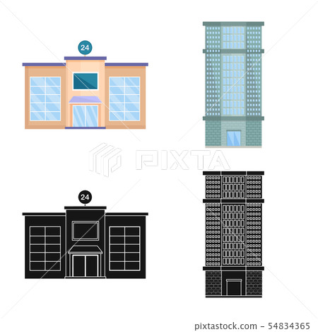 Vector design of municipal and center symbol. Set of municipal and estate vector icon for stock. Vector design of municipal and center symbol. Set of municipal and estate vector icon for stock. 54834365