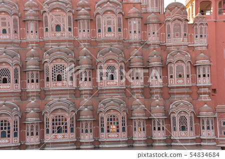 Jaipur in Rajasthan, India The Palace of the Winds of Famous Architectures A beautifully carved terrace Jaipur in Rajasthan, India The Palace of the Winds of Famous Architectures A beautifully carved terrace 54834684