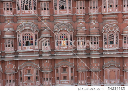 Jaipur in Rajasthan, India The Palace of the Winds of Famous Architectures A beautifully carved terrace Jaipur in Rajasthan, India The Palace of the Winds of Famous Architectures A beautifully carved terrace 54834685