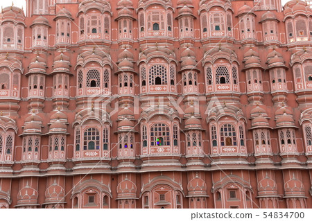 Jaipur in Rajasthan, India The Palace of the Winds of Famous Architectures A beautifully carved terrace Jaipur in Rajasthan, India The Palace of the Winds of Famous Architectures A beautifully carved terrace 54834700