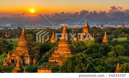 Ancient temple in Bagan after sunset, Myanmar 54834797