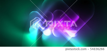 Neon glowing techno lines, hi-tech futuristic abstract background template Neon glowing techno lines, hi-tech futuristic abstract background template 54836266