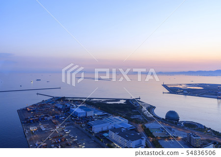 Osaka, urban scenery, Osaka port (South port), evening scenery Osaka, urban scenery, Osaka port (South port), evening scenery 54836506