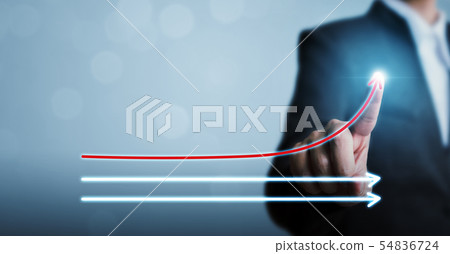 Businessman pointing arrow moving up growing 54836724