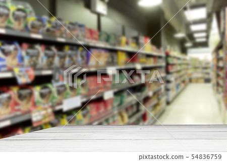 Empty supermarket blurry for background 54836759