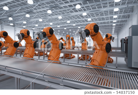 Robot Assembly Line Stock Illustration